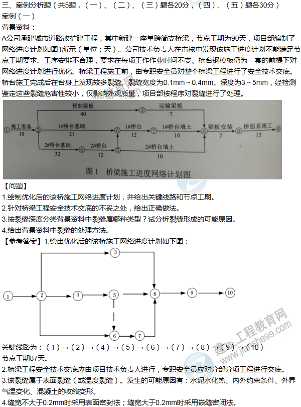 2014年一級(jí)建造師市政工程試題及答案(案例一)