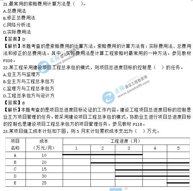 2018年一級建造師《項(xiàng)目管理》試題答案及解析(21-30)