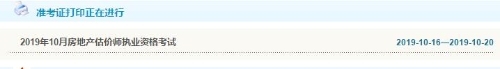 天津2019年房地產估價師準考證打印入口