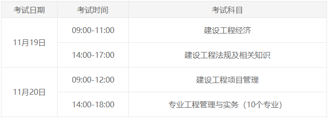 一級(jí)建造師考試安排